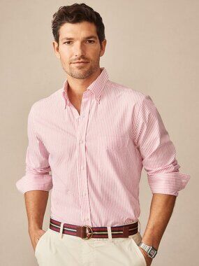 J McLaughlin Belvedere Cotton Shirt in Bengal Stripe NEW